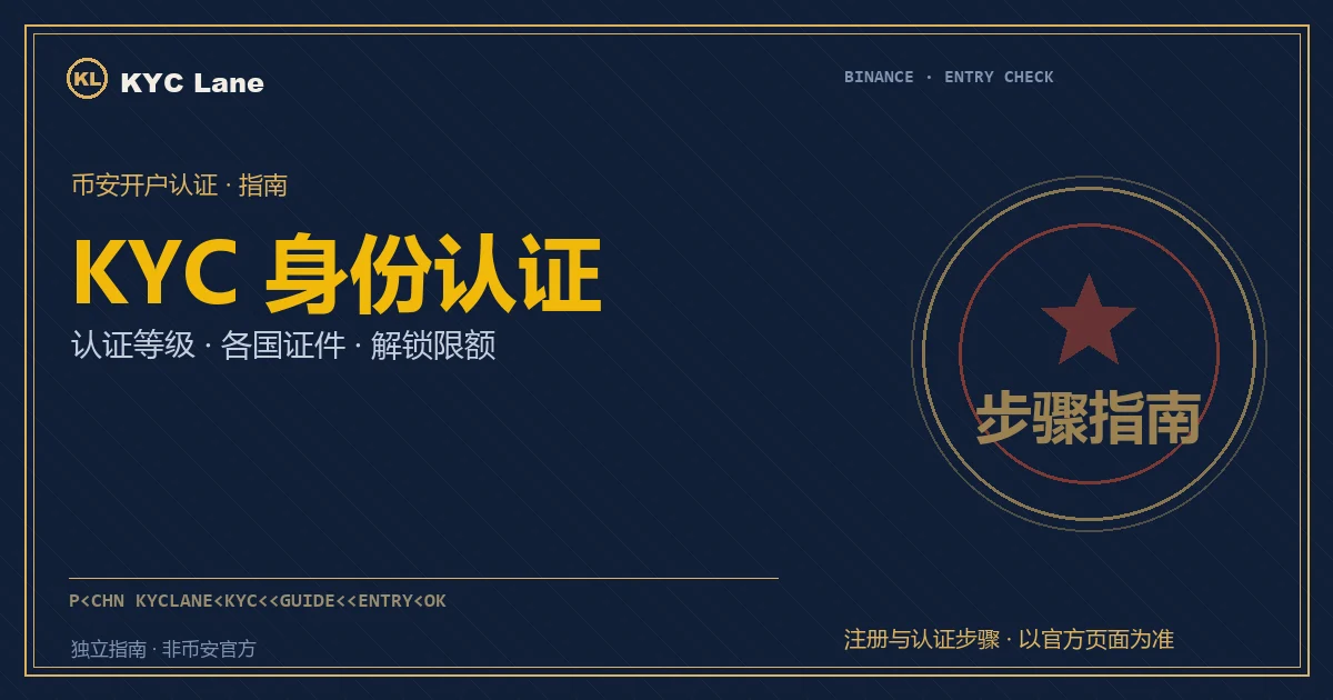币安身份认证 KYC 全攻略封面：证件、人脸、地址三道核验章