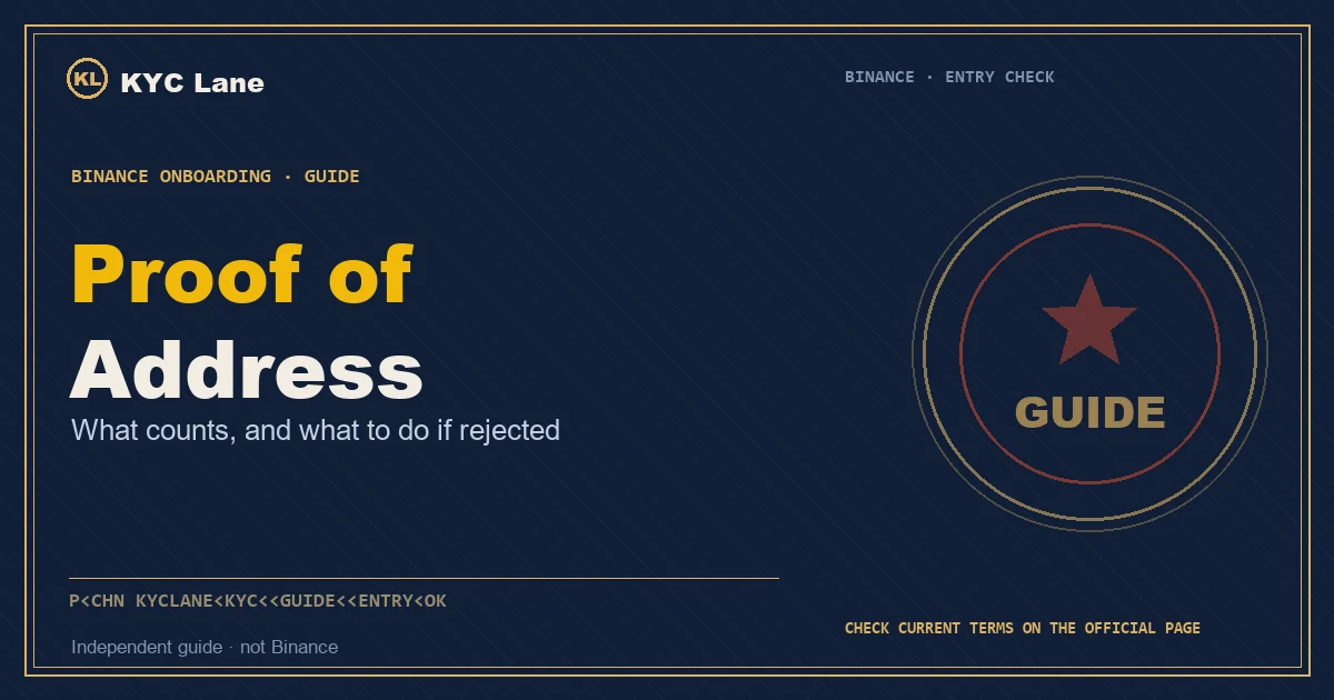 Binance proof of address cover: a bill being stamped and checked at a document gate